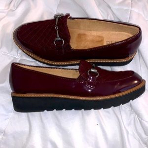 Maroon loafers.